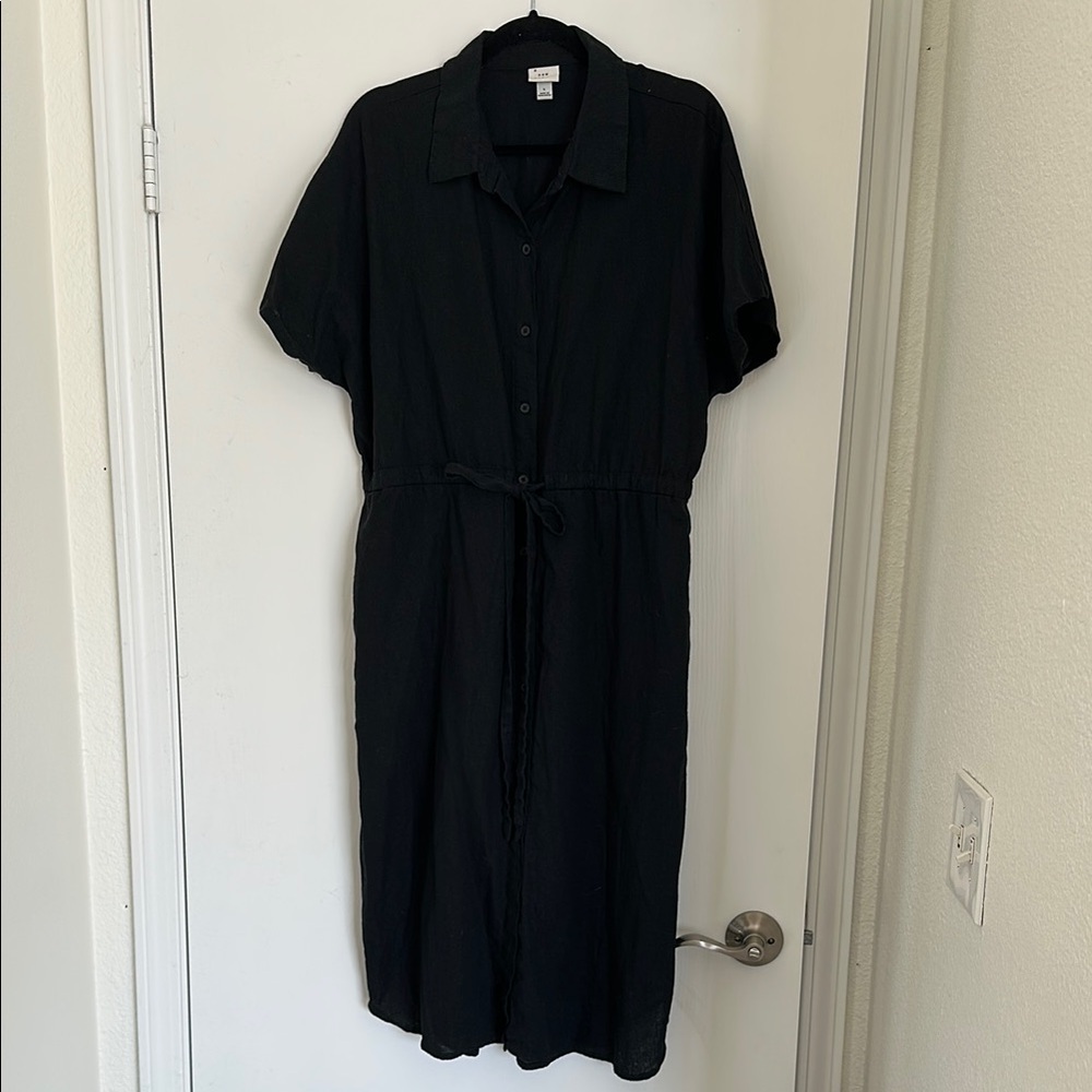 Linen Blend Midi Dress